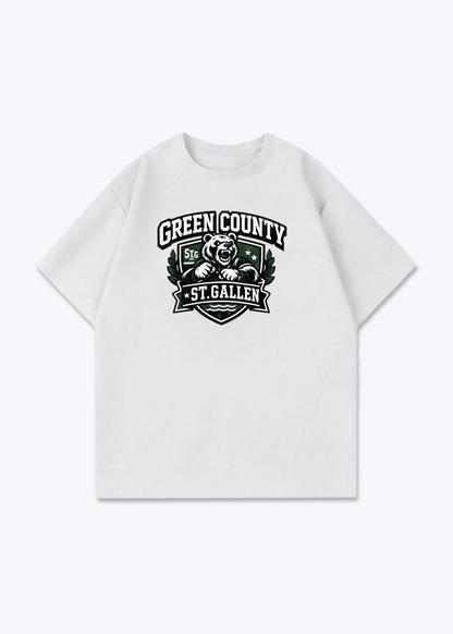 St.Gallen Green Country Tee - White Front (Designed)