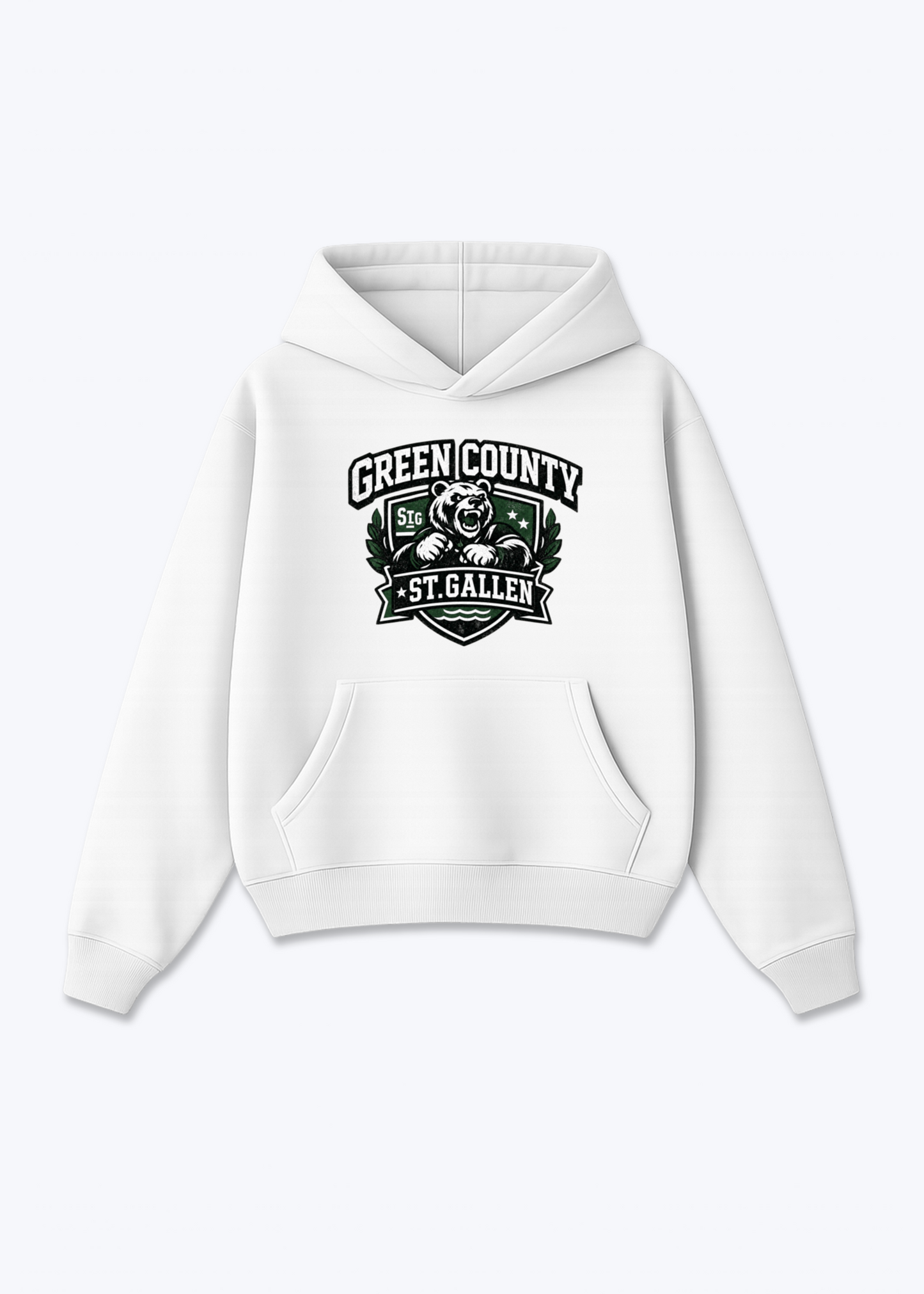 St.Gallen Green Country Tee - White Front (Designed)