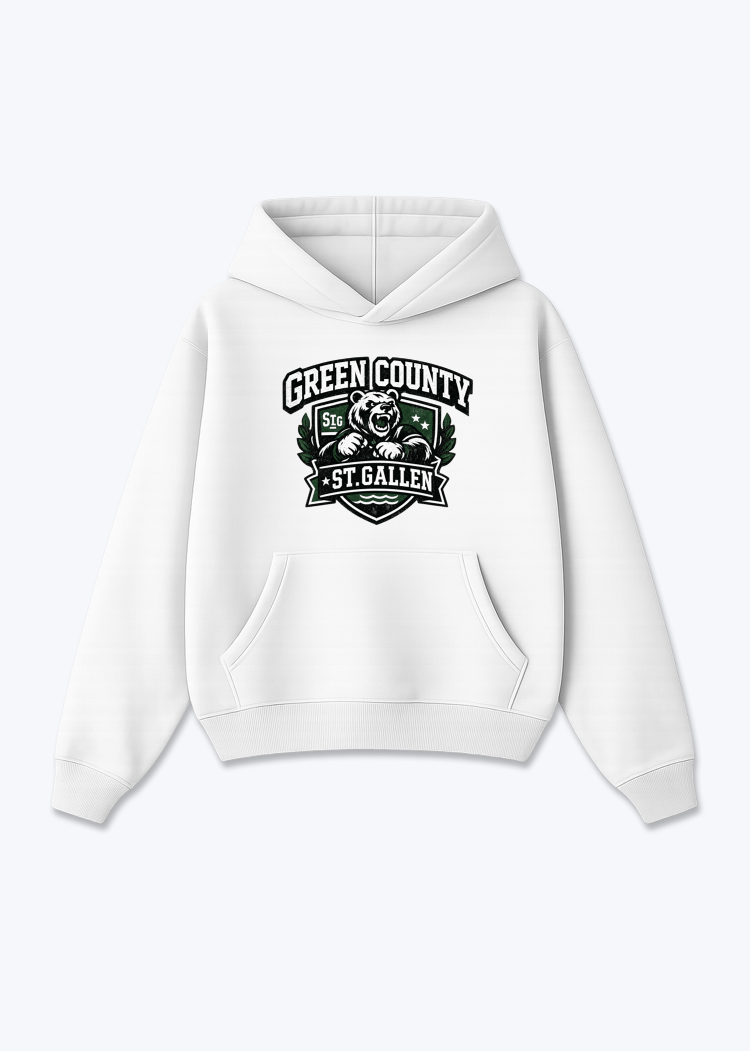 St.Gallen Green Country Tee - White Front (Designed)
