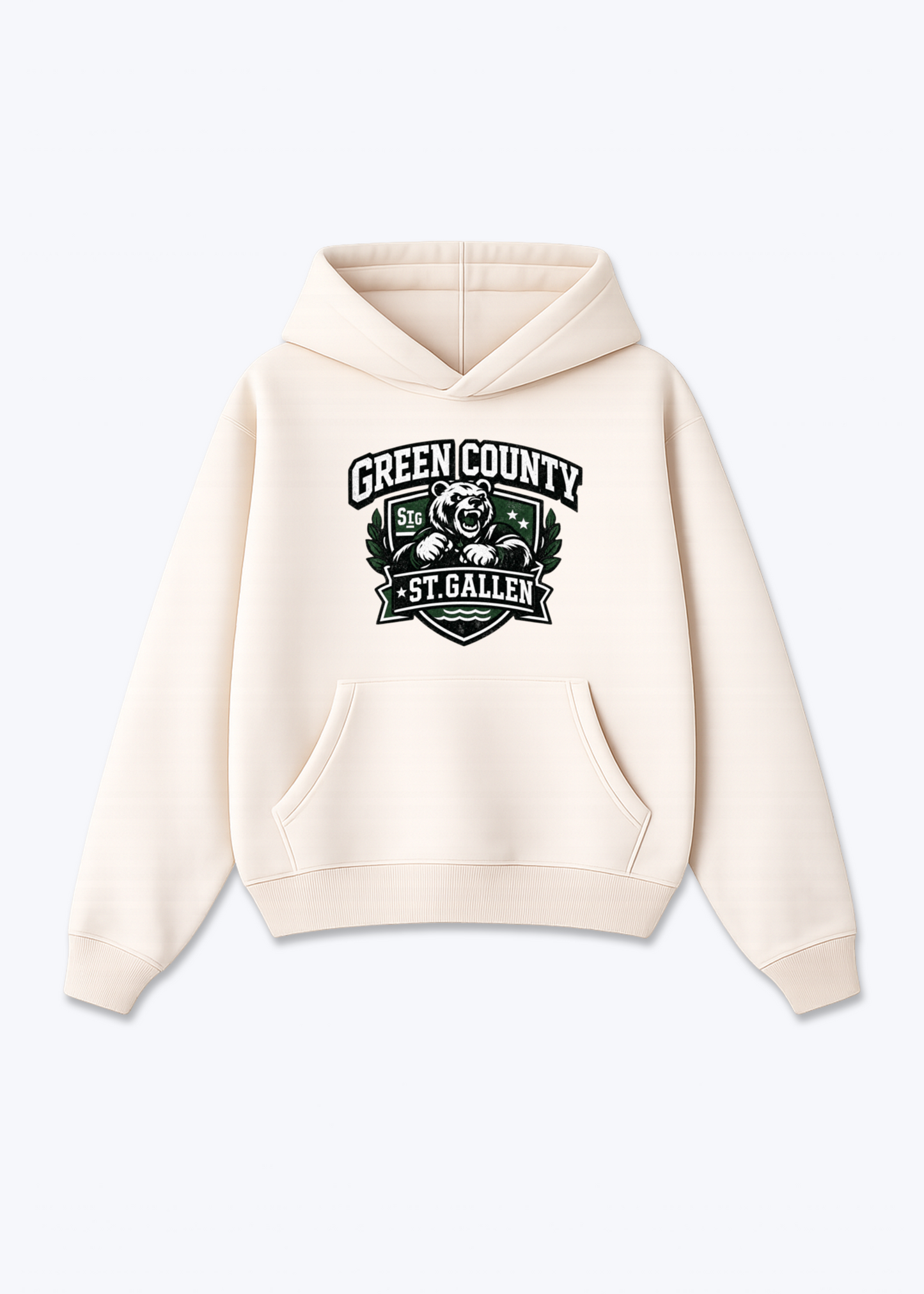 St.Gallen Green Country Tee - Beige Front (Designed)