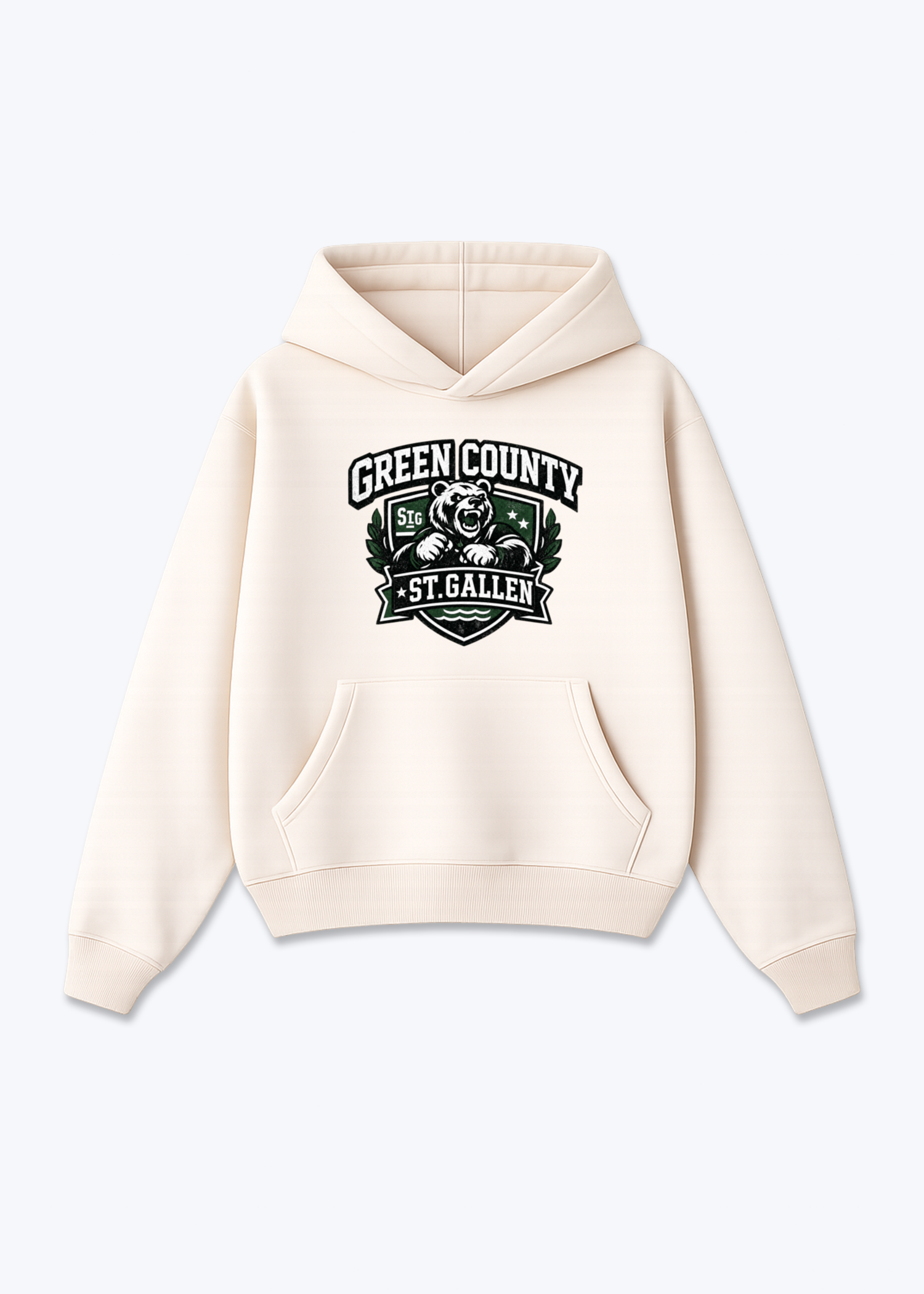 St.Gallen Green Country Tee - Beige Front (Designed)