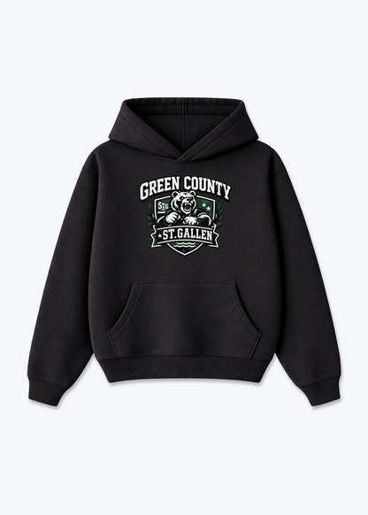 St.Gallen Green Country Tee - Black Front (Designed)
