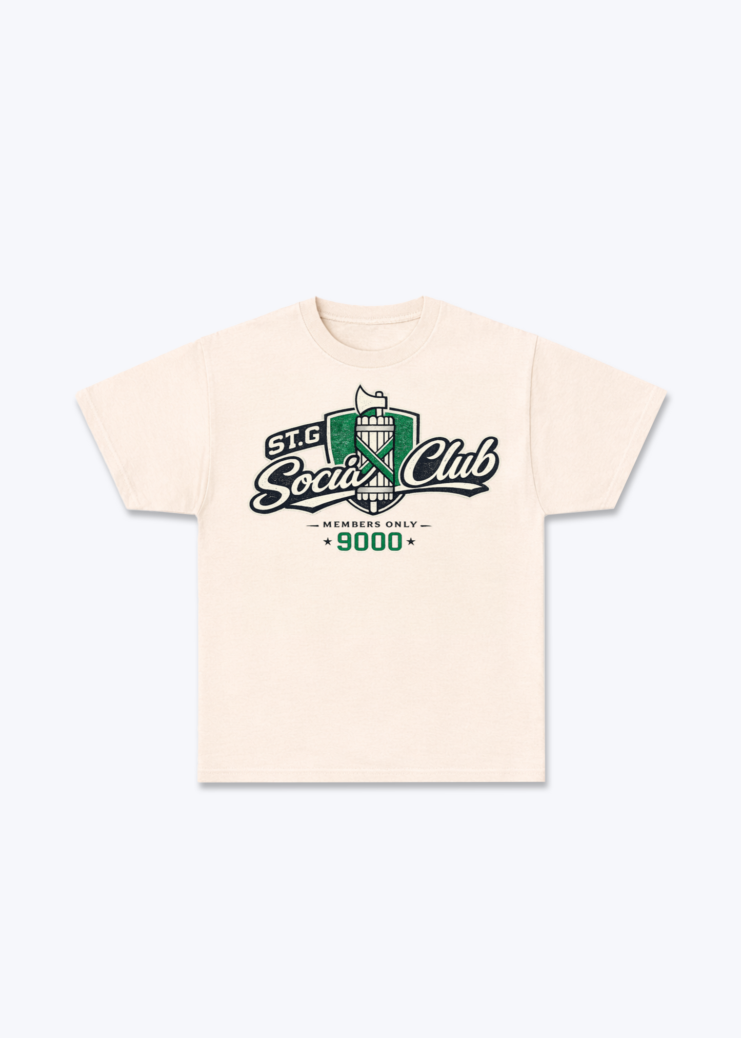 St.Gallen Social Club Tee - Beige Front (Designed)