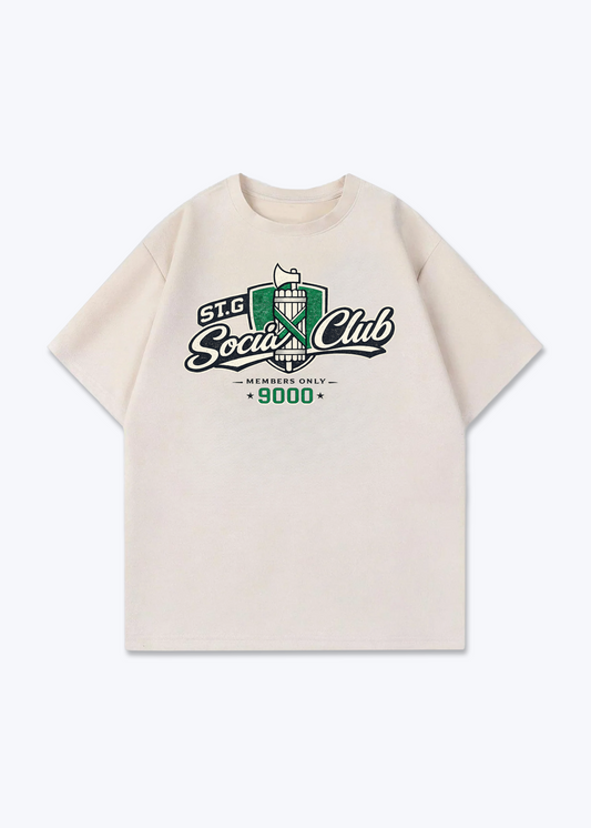 St.Gallen Social Club Tee - Beige Front (Designed)