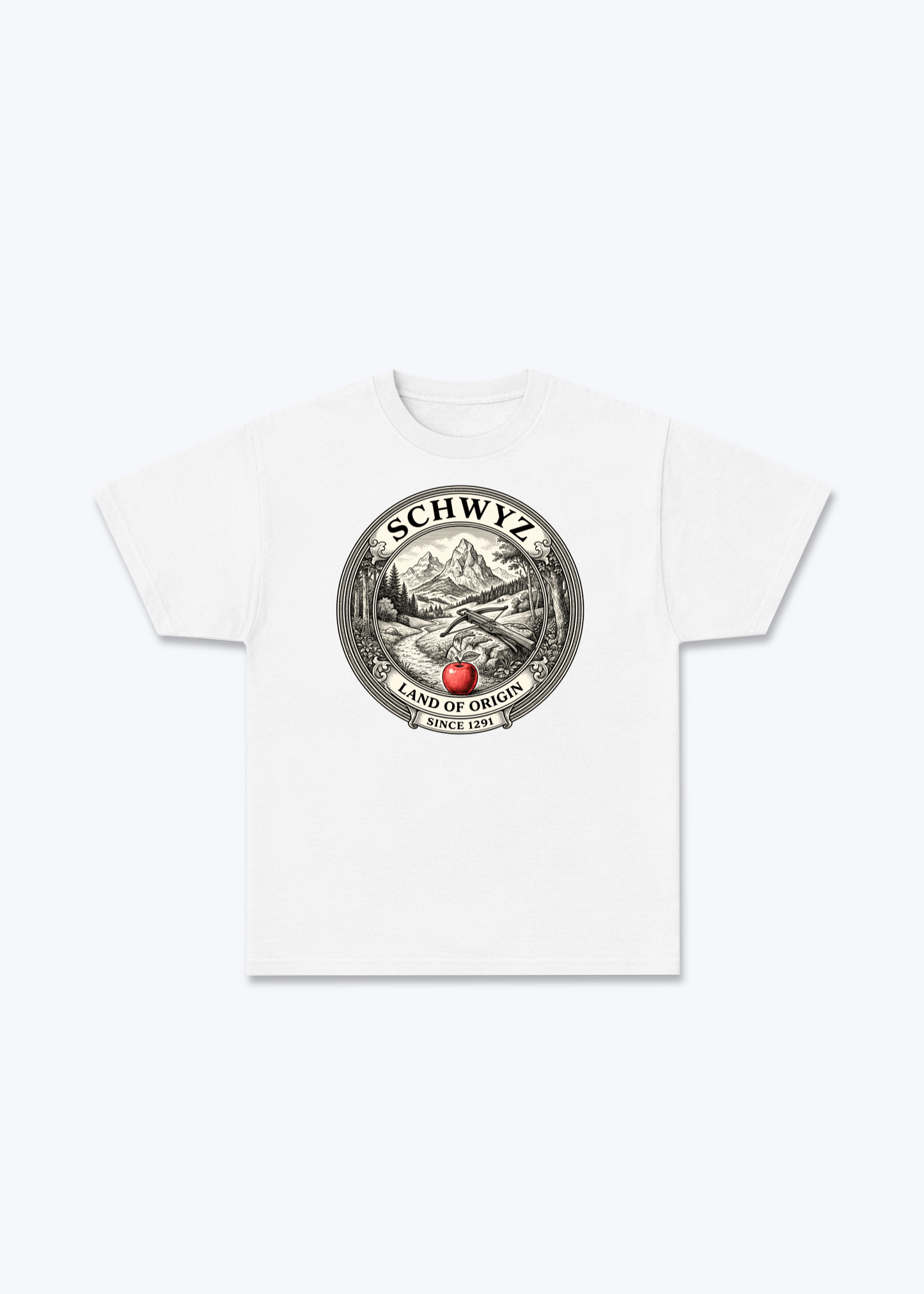Schwyz Land of Origin Tee - White Front (Designed)