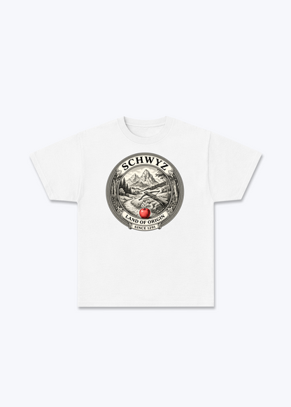 Schwyz Land of Origin Tee - White Front (Designed)