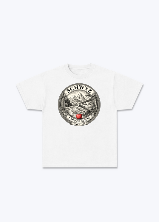 Schwyz Land of Origin Tee - White Front (Designed)