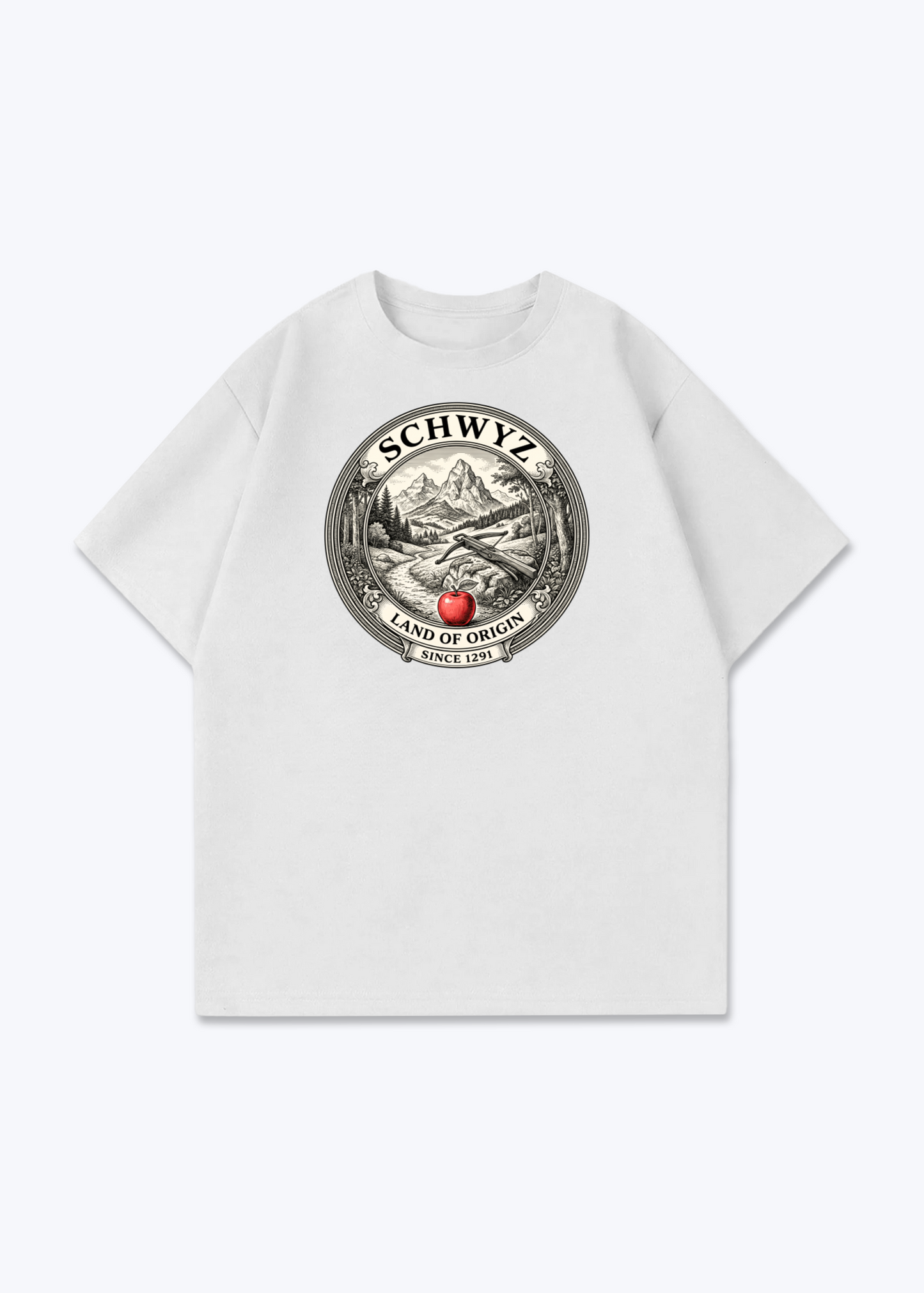 Schwyz Land of Origin Tee - White Front (Designed)