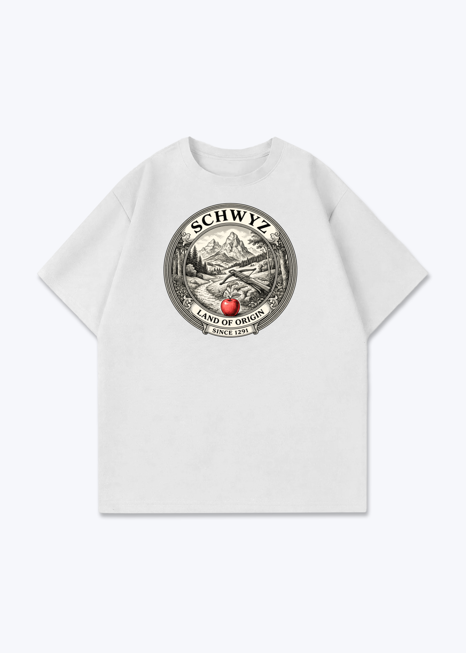 Schwyz Land of Origin Tee - White Front (Designed)