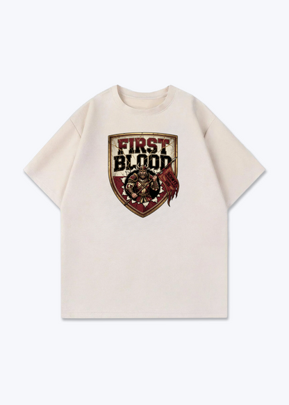 Schwyz First Blood Tee - Beige Front (Designed)
