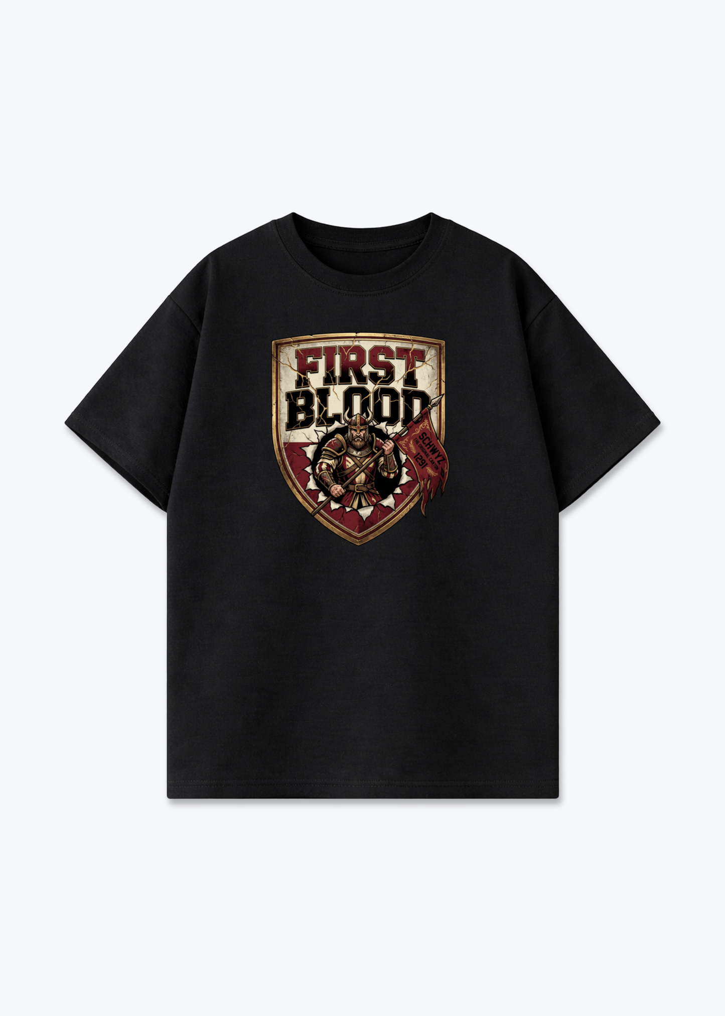 Schwyz First Blood Tee - Black Front (Designed)