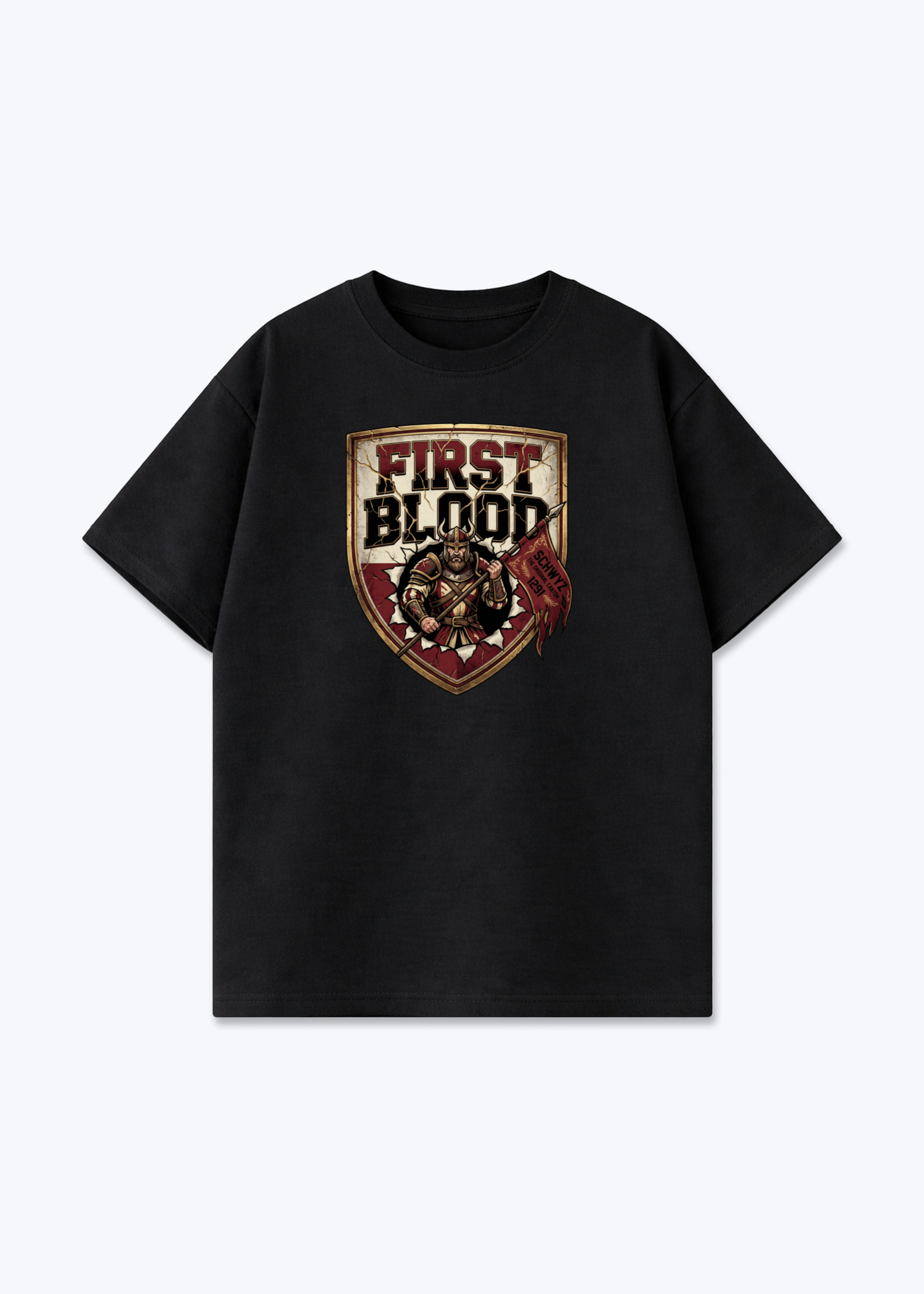 Schwyz First Blood Tee - Black Front (Designed)