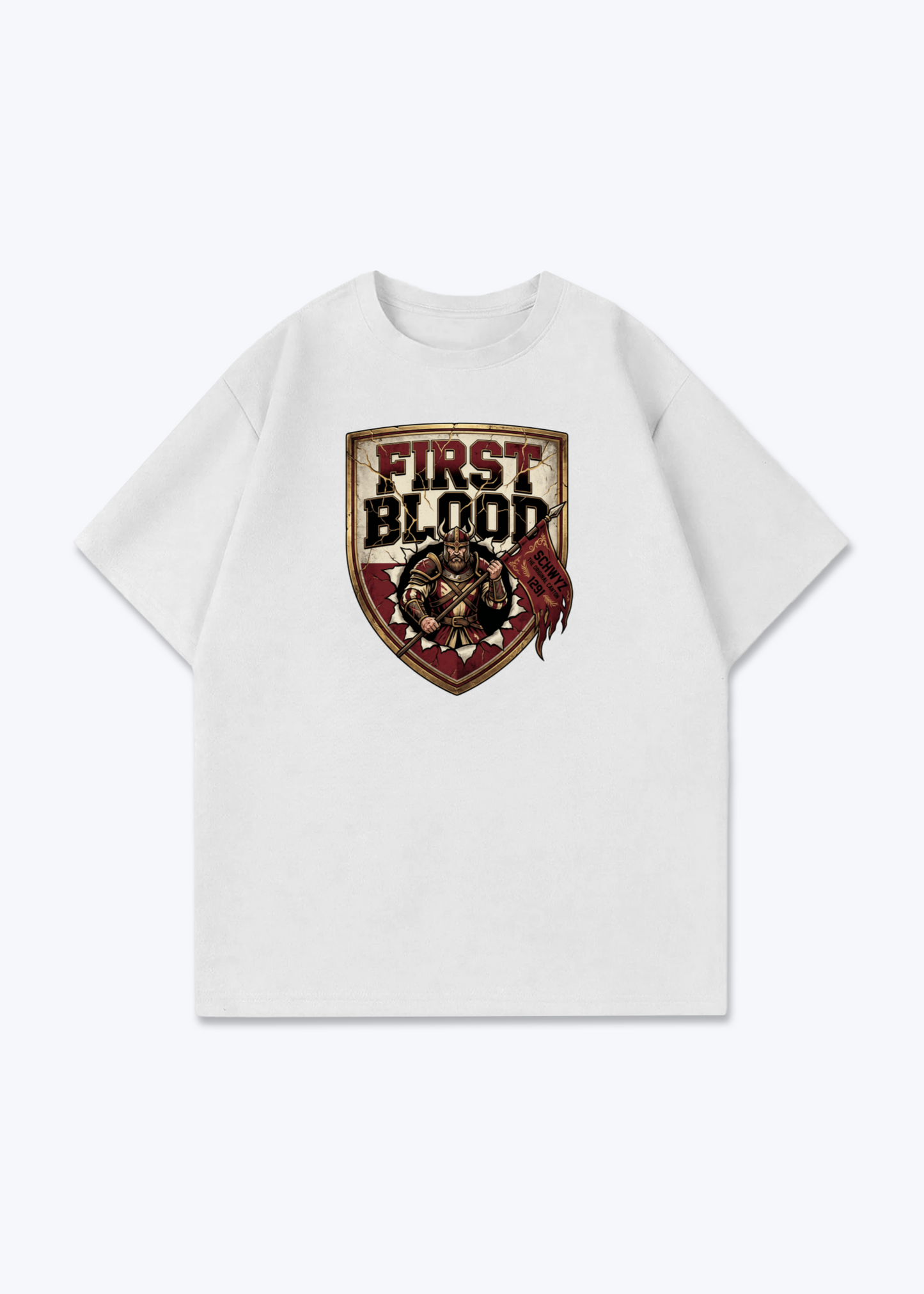 Schwyz First Blood Tee - White Front (Designed)
