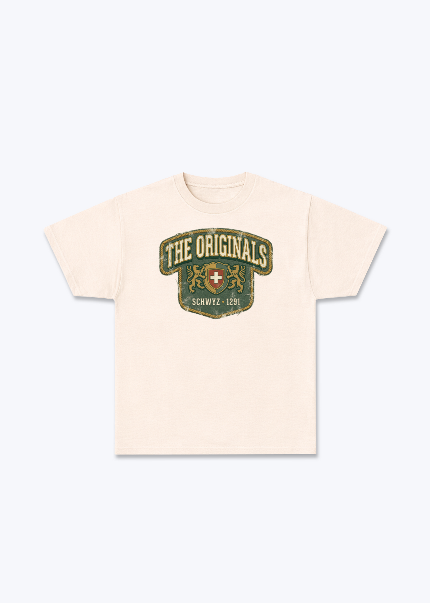 Schwyz The Originals Tee - Beige Front (Designed)