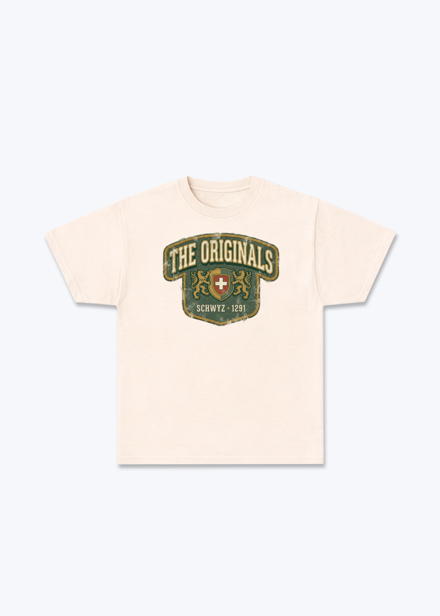 Schwyz The Originals Tee - Beige Front (Designed)