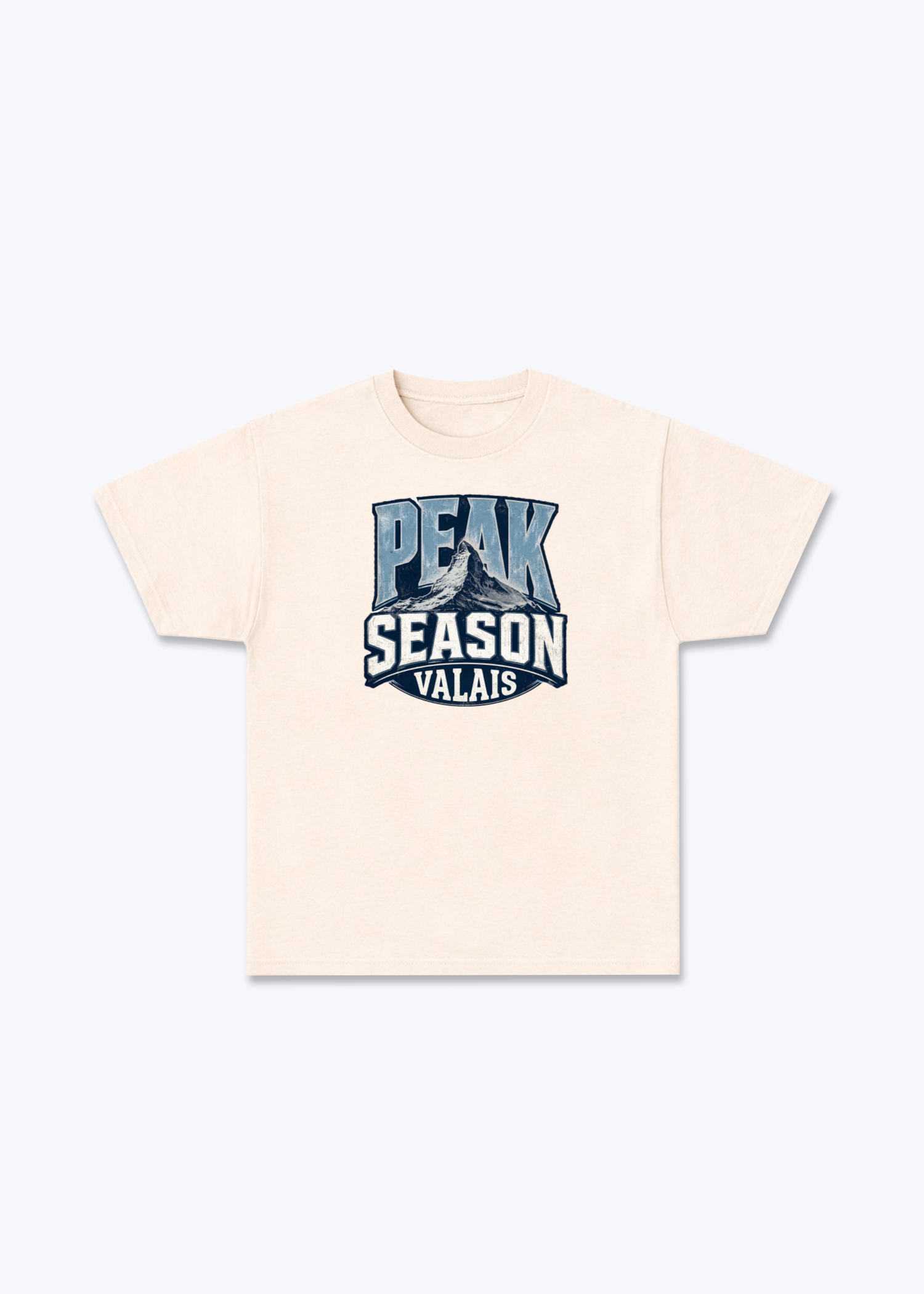 Wallis Peak Season Tee - Beige Front (Designed)