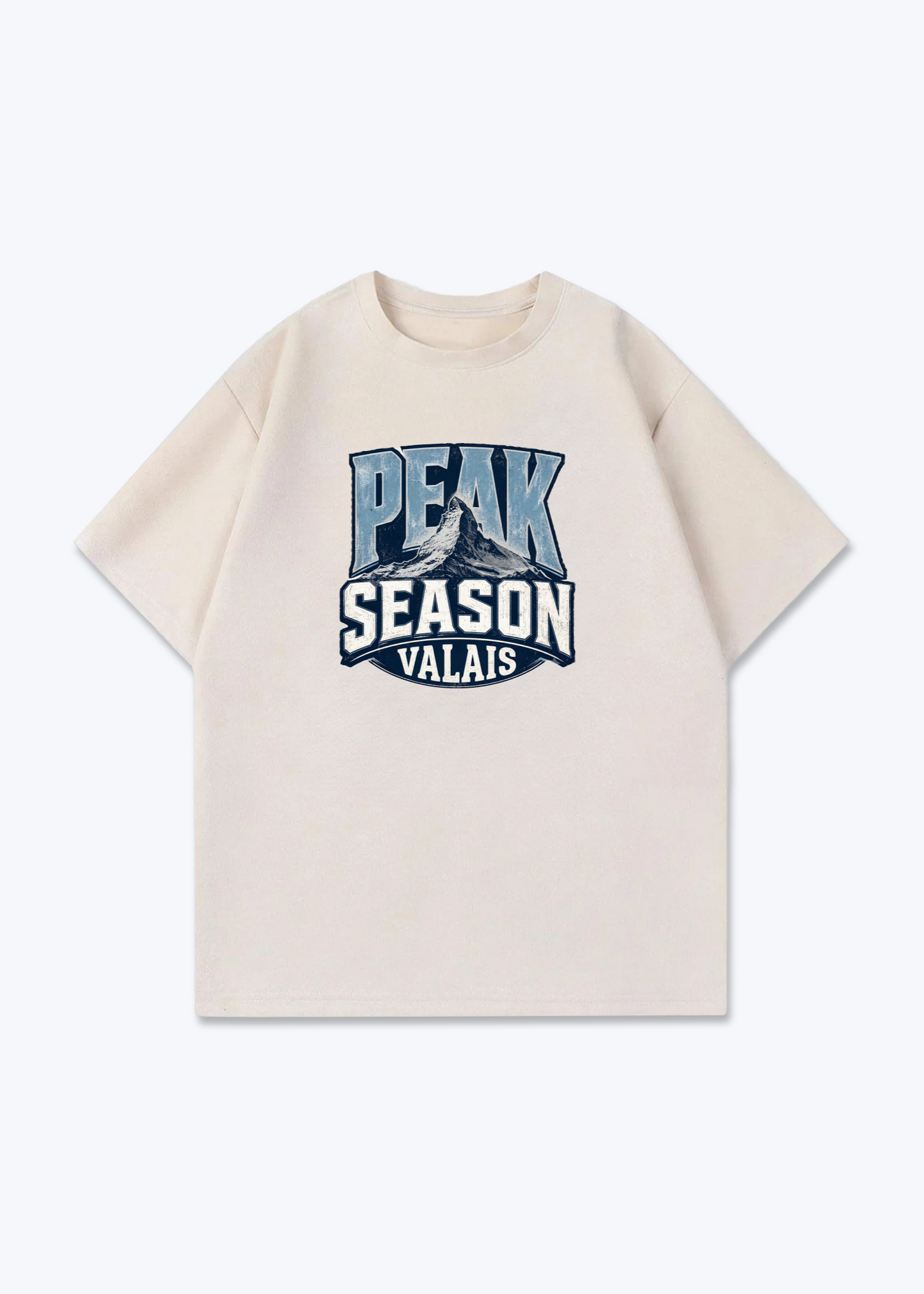 Wallis Peak Season Tee - Beige Front (Designed)