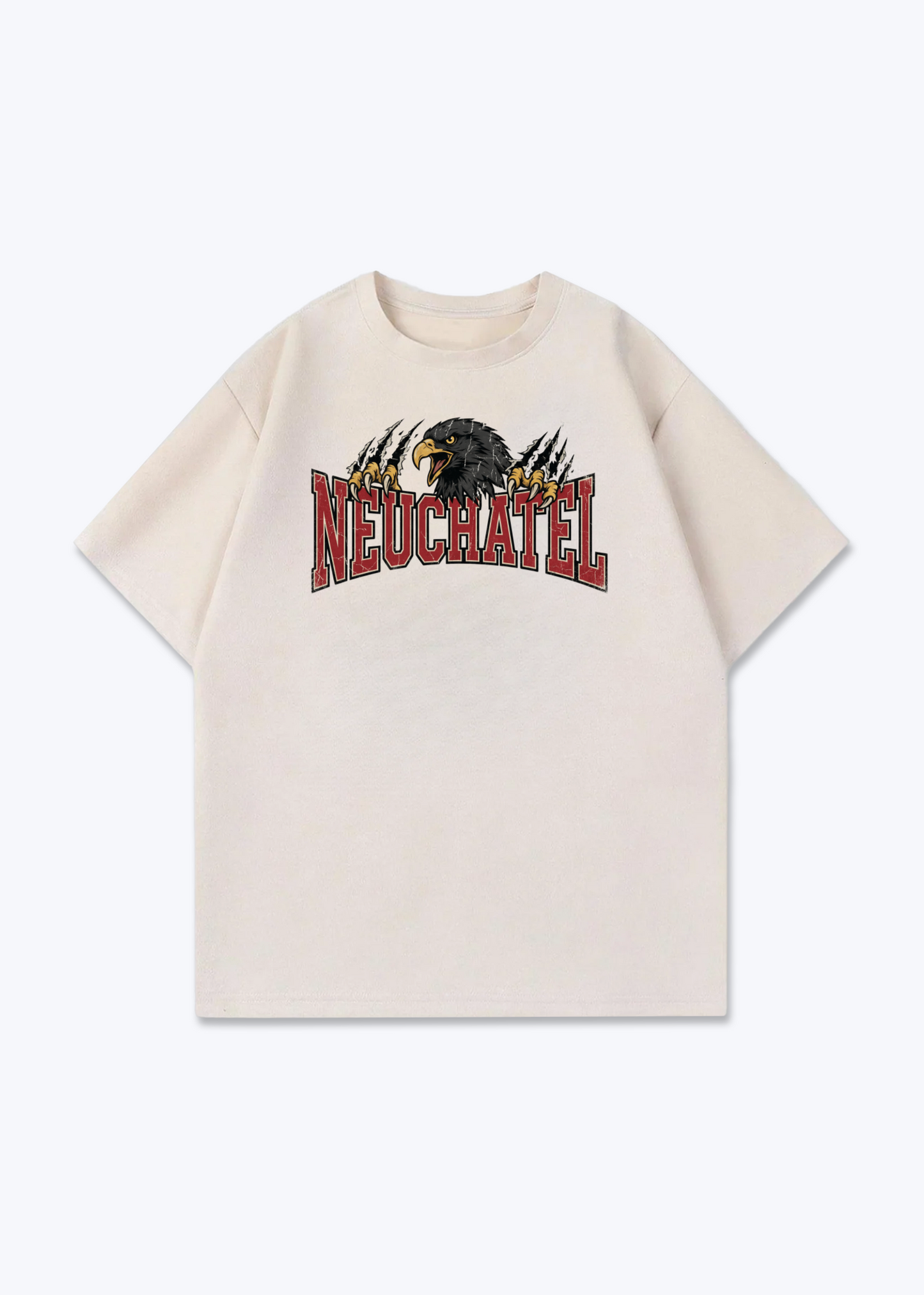 Neuchâtel Black Eagle Tee - Beige Front (Designed)