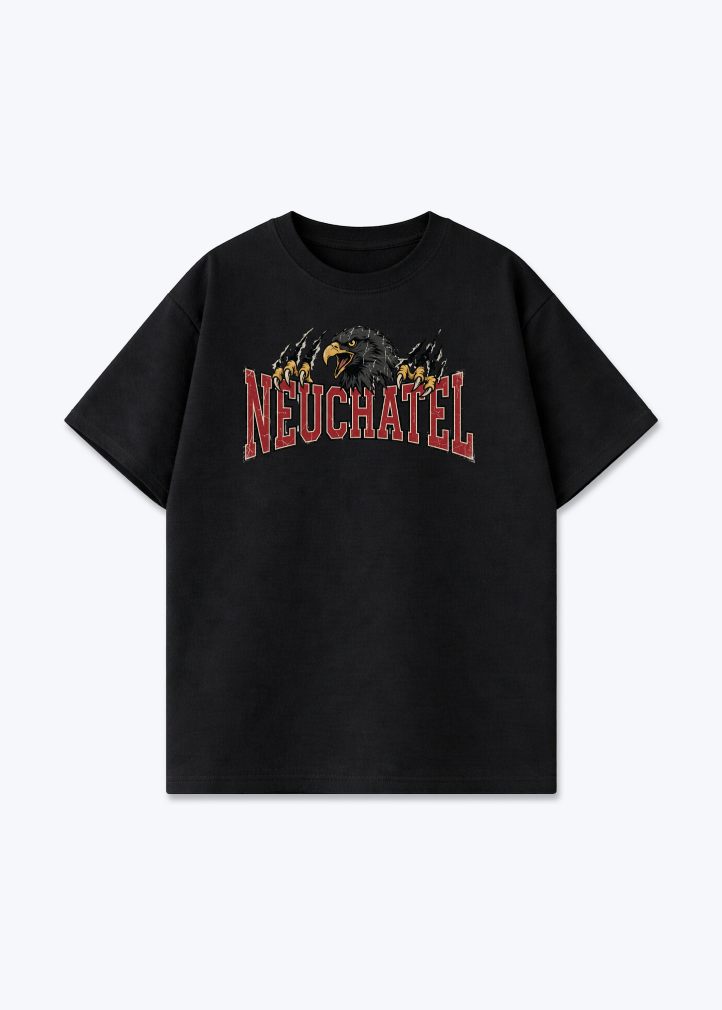 Neuchâtel Black Eagle Tee - Black Front (Designed)