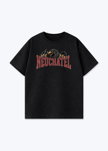 Neuchâtel Black Eagle Tee - Black Front (Designed)