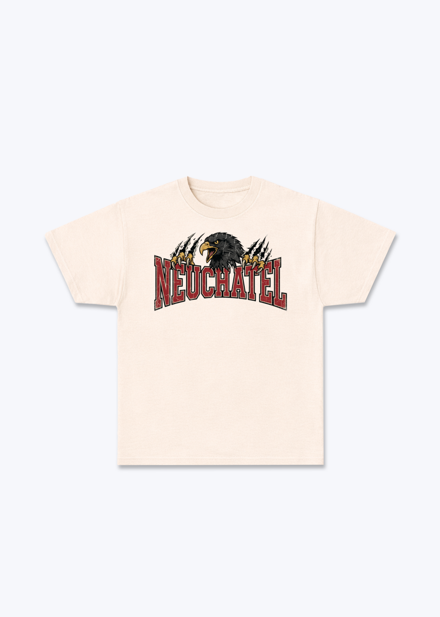 Neuchâtel Black Eagle Tee - Beige Front (Designed)