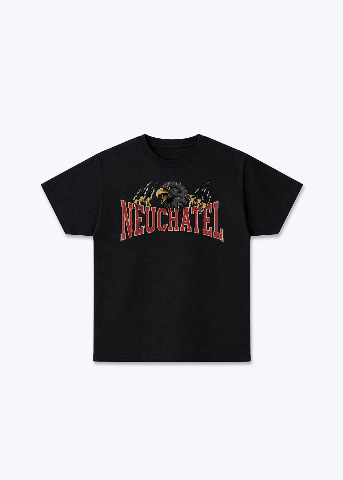 Neuchâtel Black Eagle Tee - Black Front (Designed)