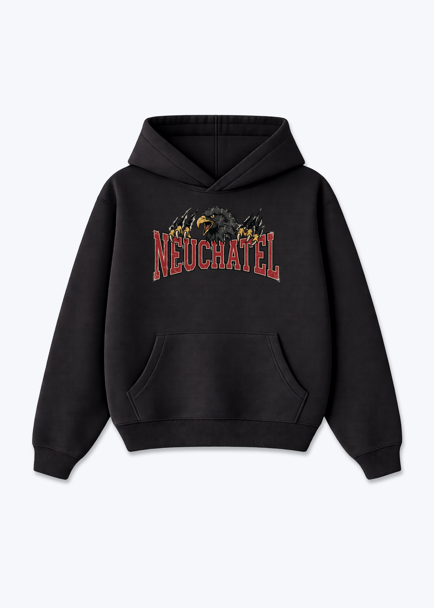Neuchâtel Black Eagle Tee - Black Front (Designed)