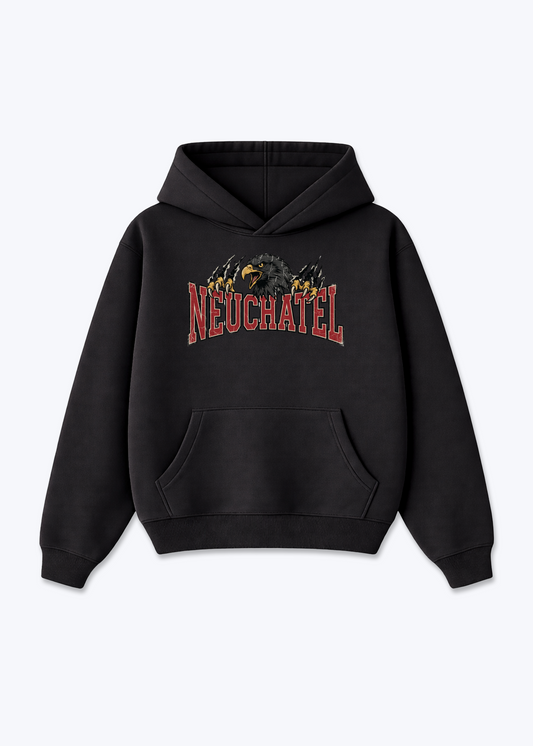 Neuchâtel Black Eagle Tee - Black Front (Designed)