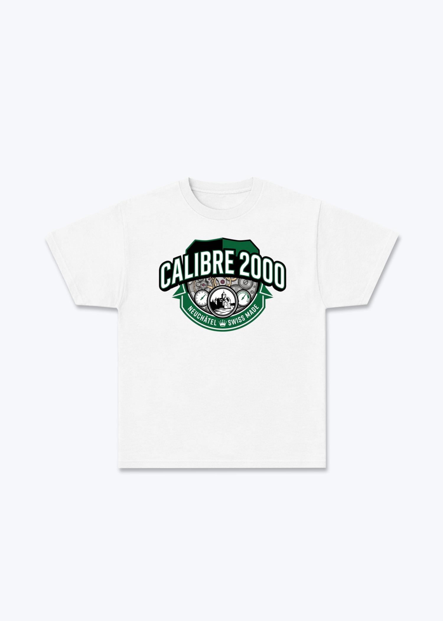 Neuchâtel Calibre 2000 Tee - White Front (Designed)