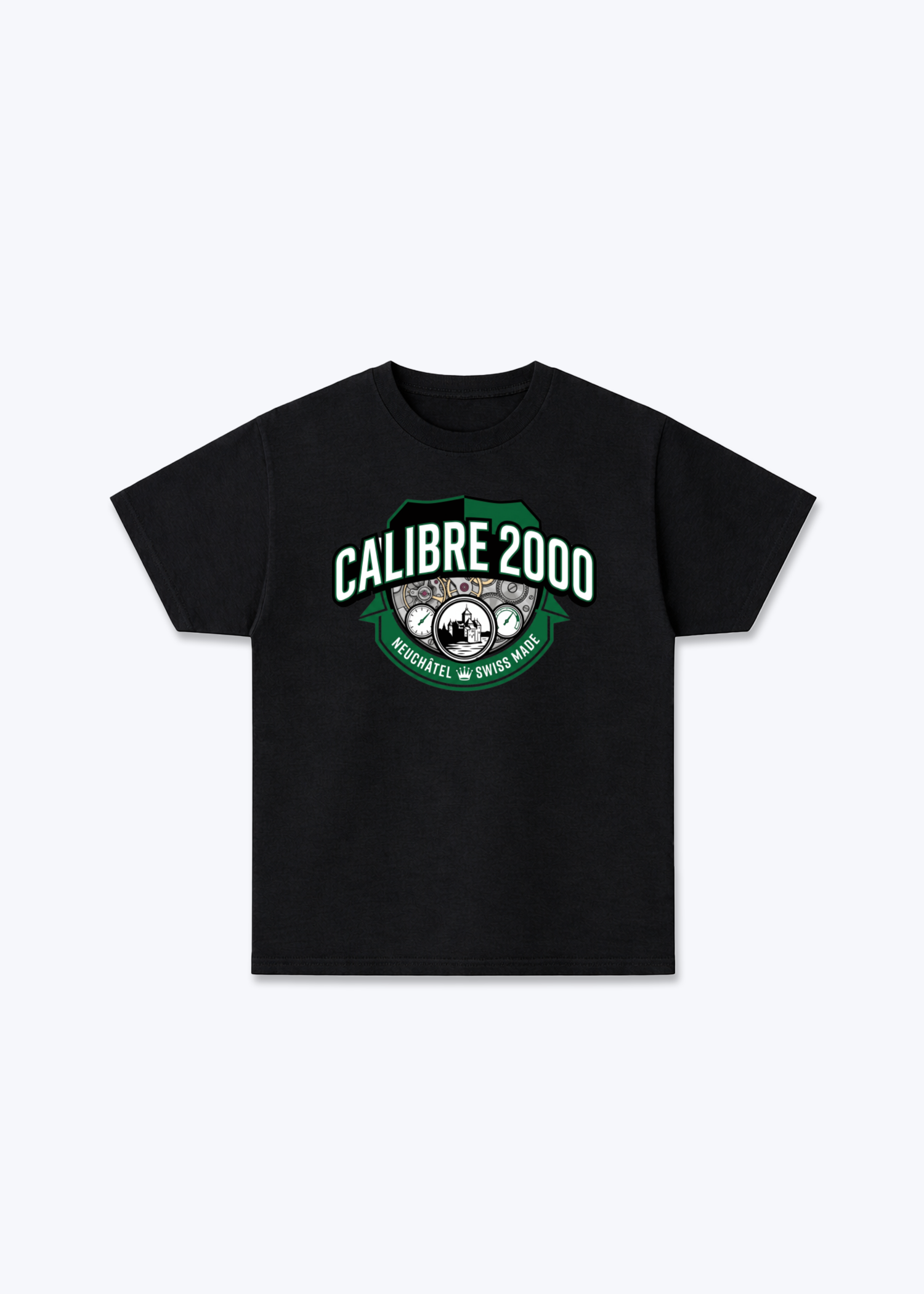 Neuchâtel Calibre 2000 Tee - Black Front (Designed)