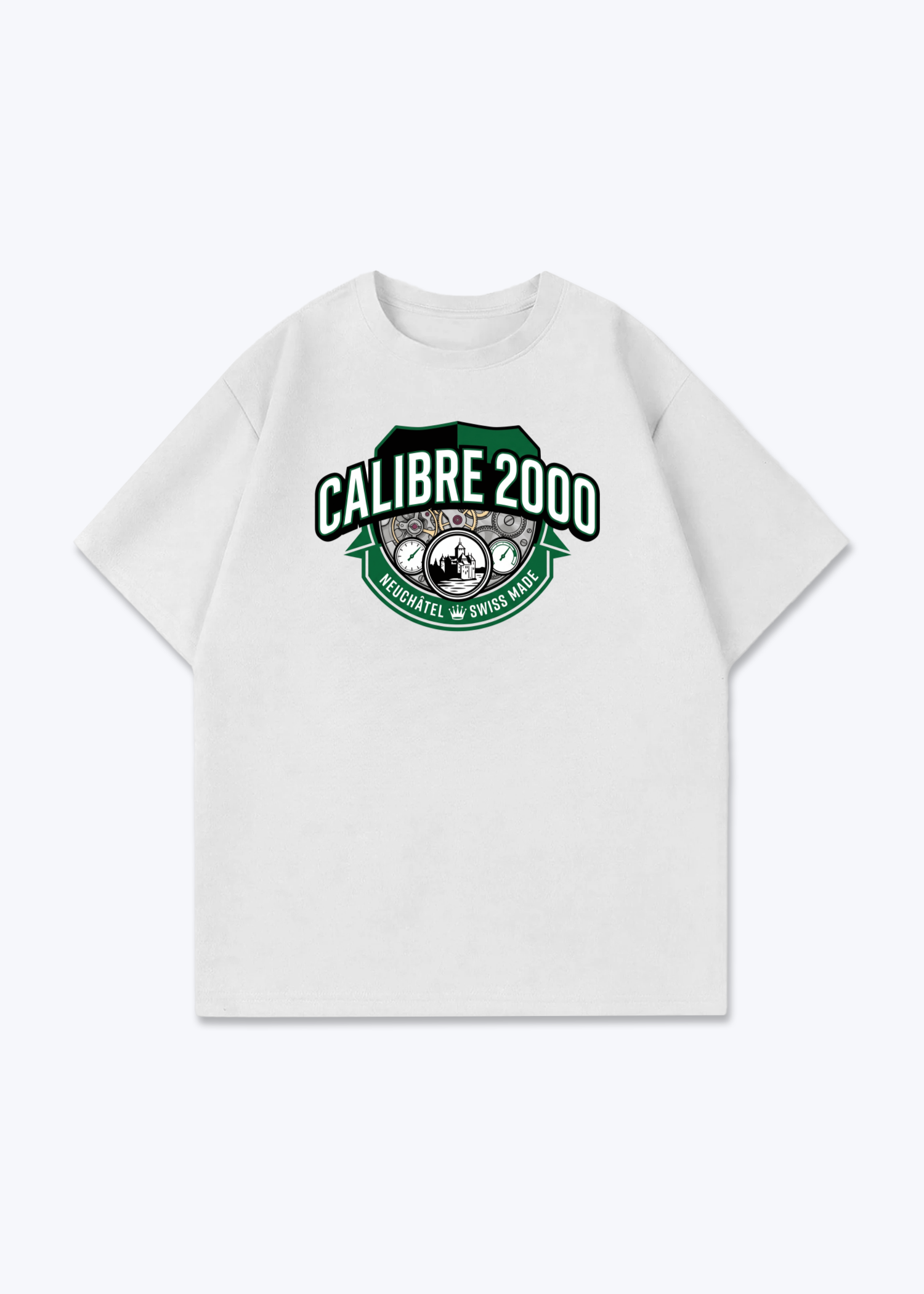 Neuchâtel Calibre 2000 Tee - White Front (Designed)