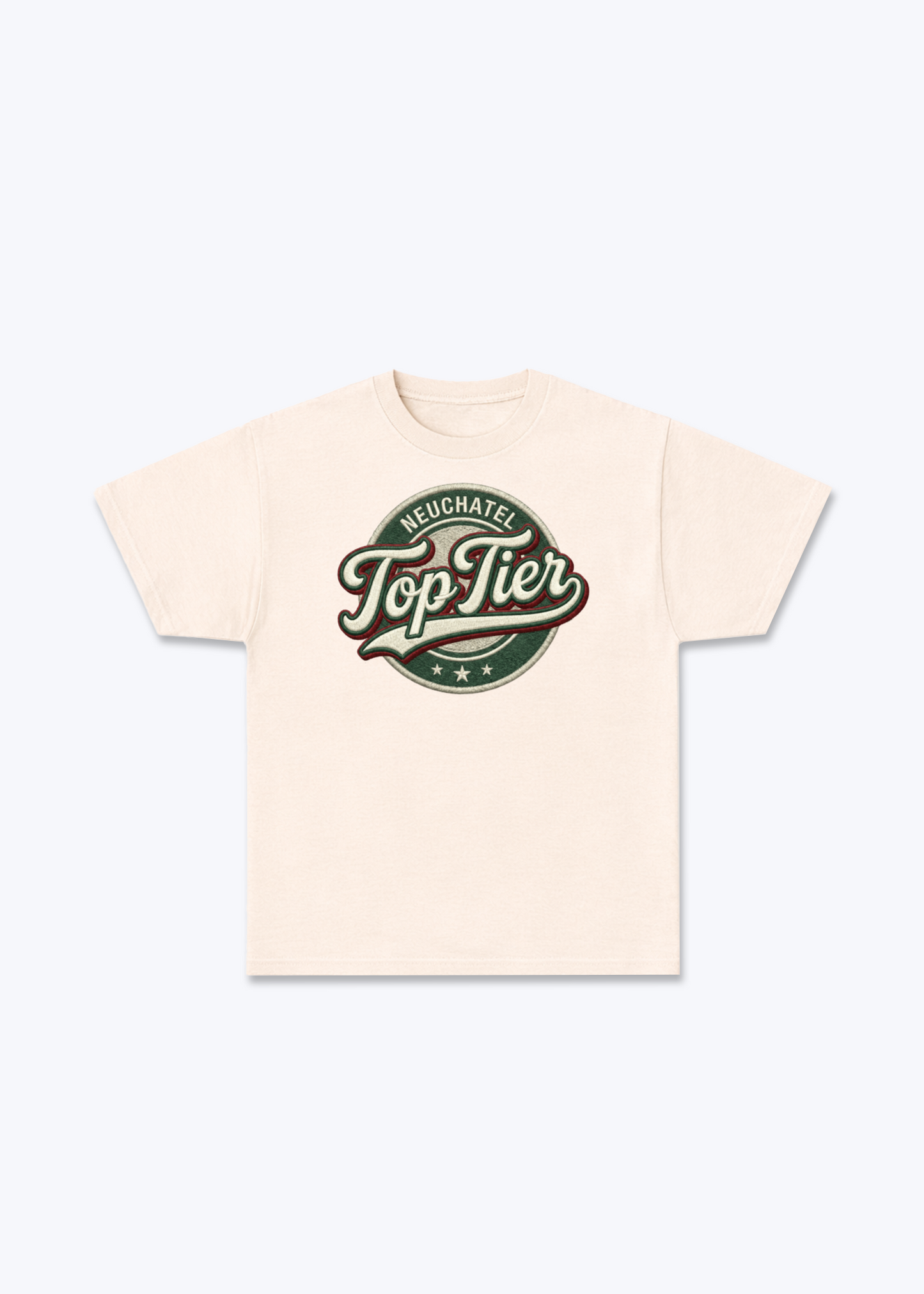 Neuchâtel Top Tier Tee - Beige Front (Designed)