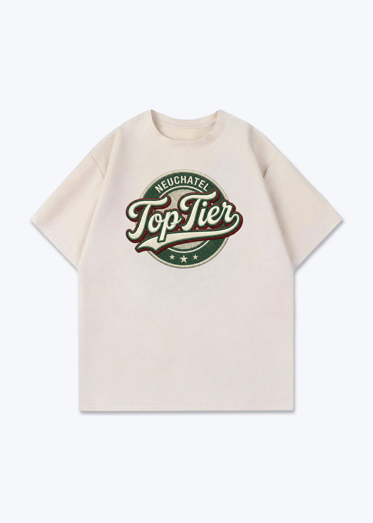 Neuchâtel Top Tier Tee - Beige Front (Designed)