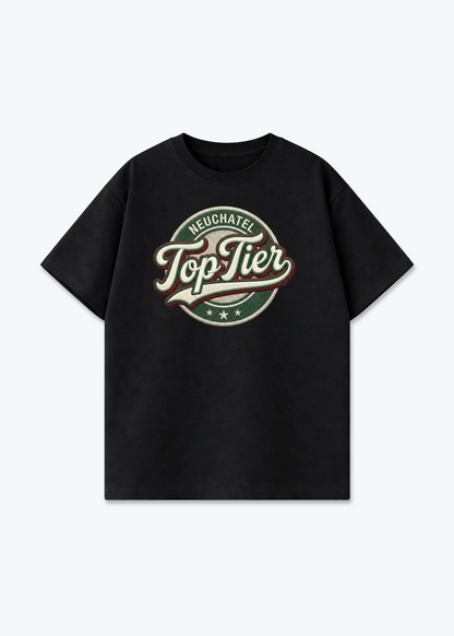 Neuchâtel Top Tier Tee - Black Front (Designed)