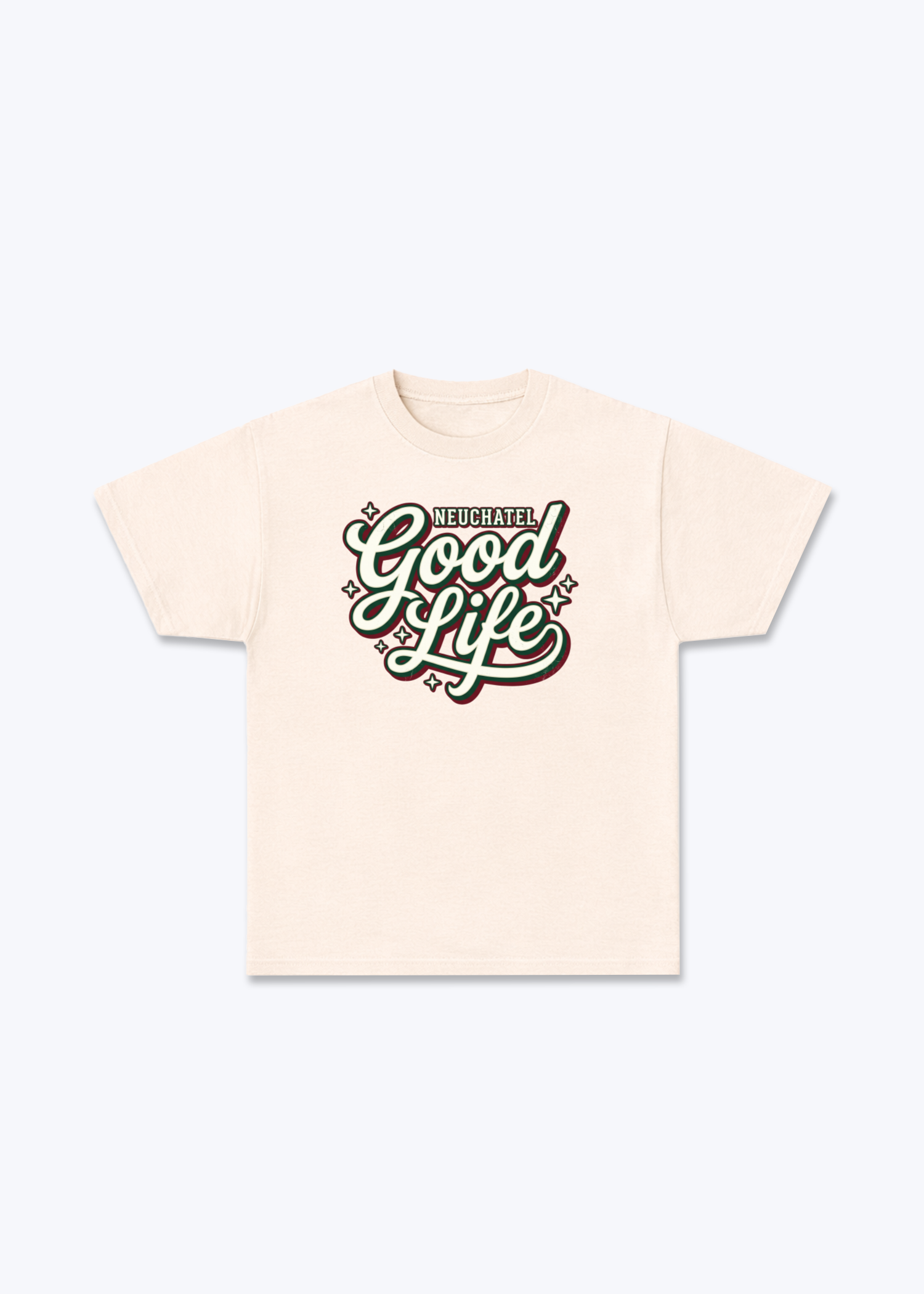 Neuchâtel Good Life Tee - Beige Front (Designed)