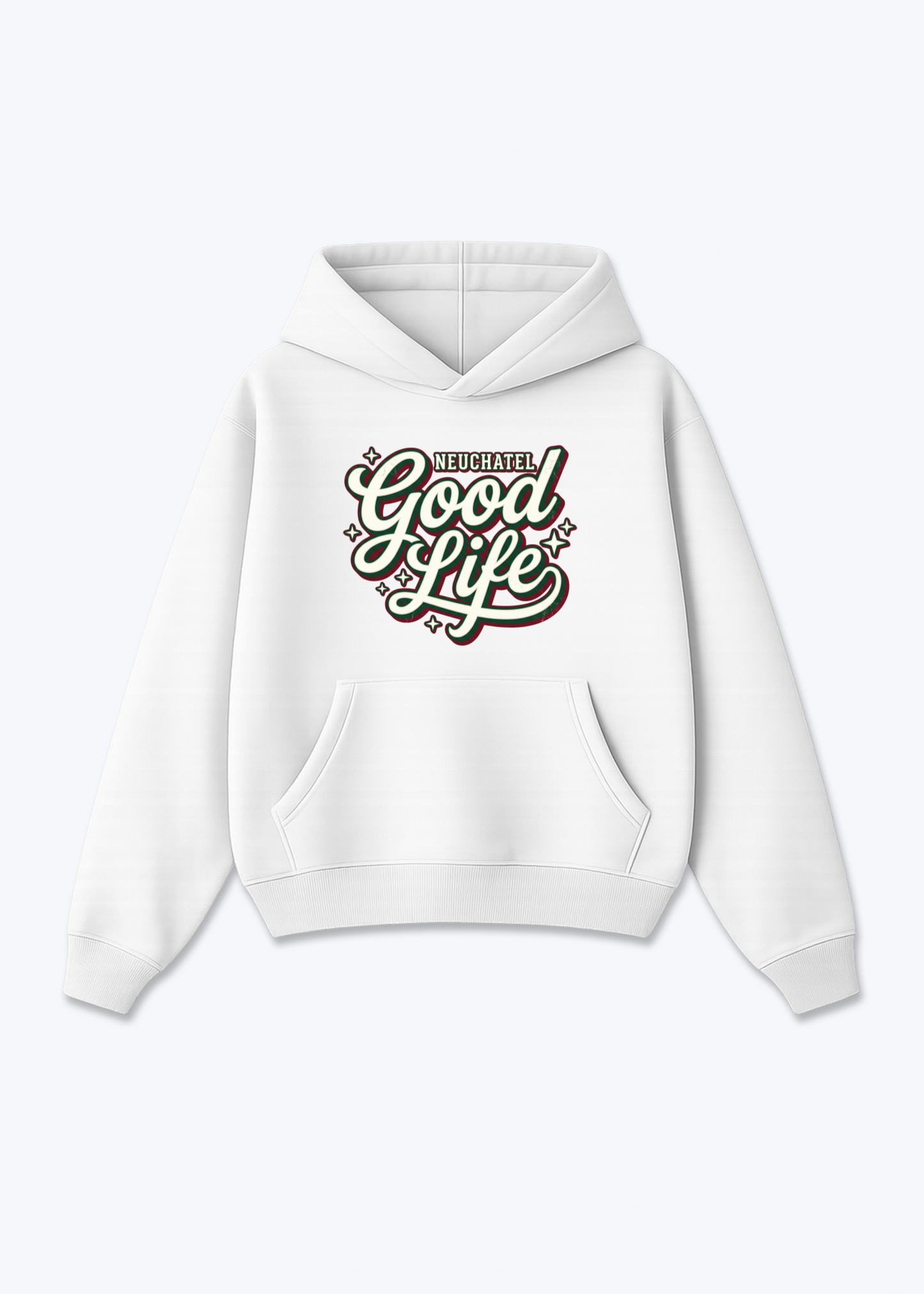 Neuchâtel Good Life Tee - White Front (Designed)