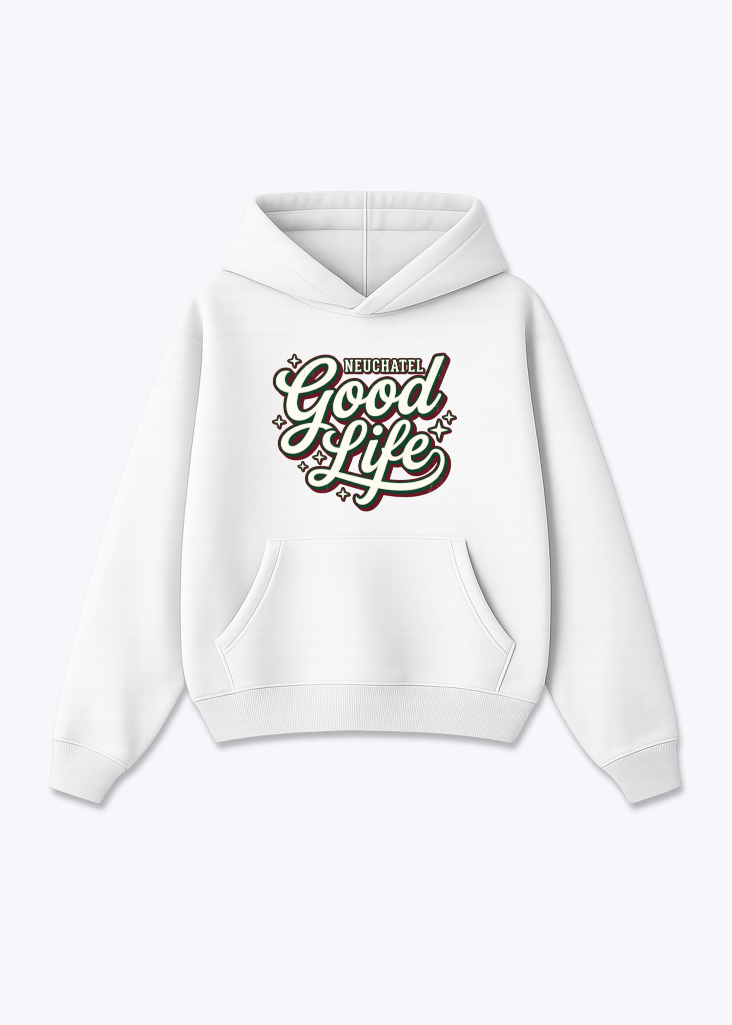 Neuchâtel Good Life Tee - White Front (Designed)