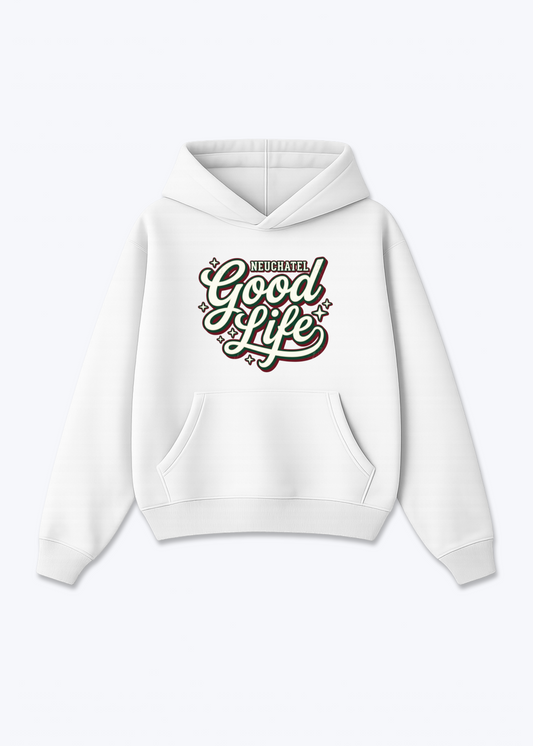 Neuchâtel Good Life Tee - White Front (Designed)