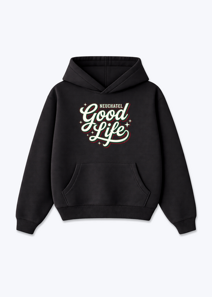 Neuchâtel Good Life Tee - Black Front (Designed)
