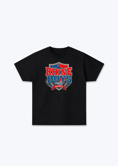 Basel Rhine Boys Tee - Black Front (Designed)