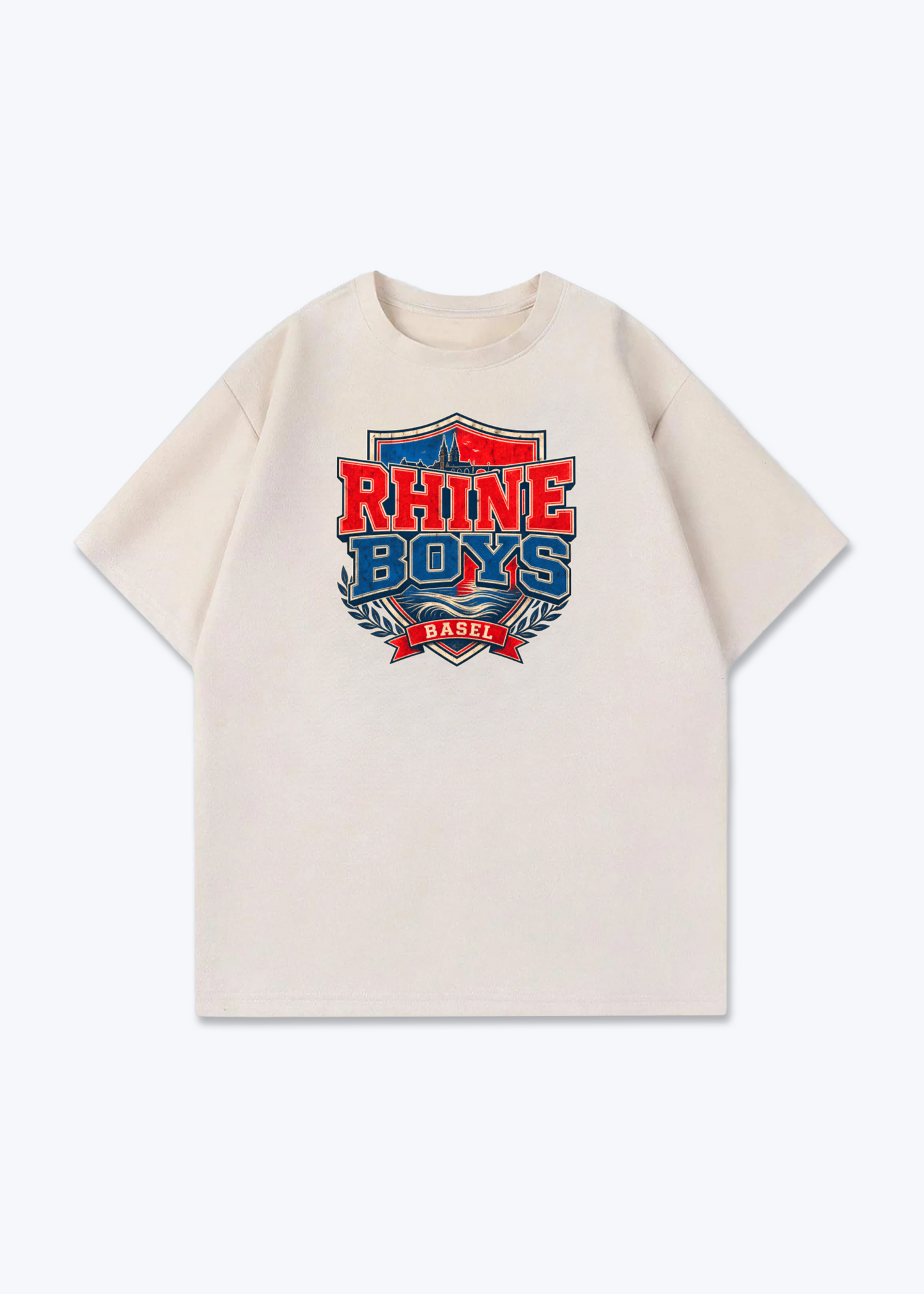 Basel Rhine Boys Tee - Beige Front (Designed)
