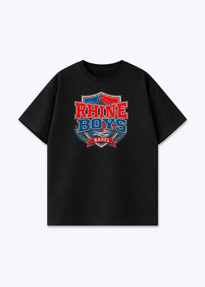 Basel Rhine Boys Tee - Black Front (Designed)
