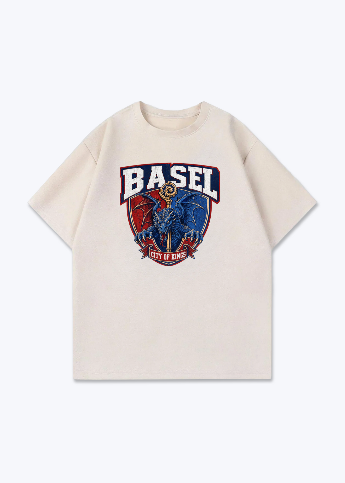 Basel City of Kings Tee - Beige Front (Designed)