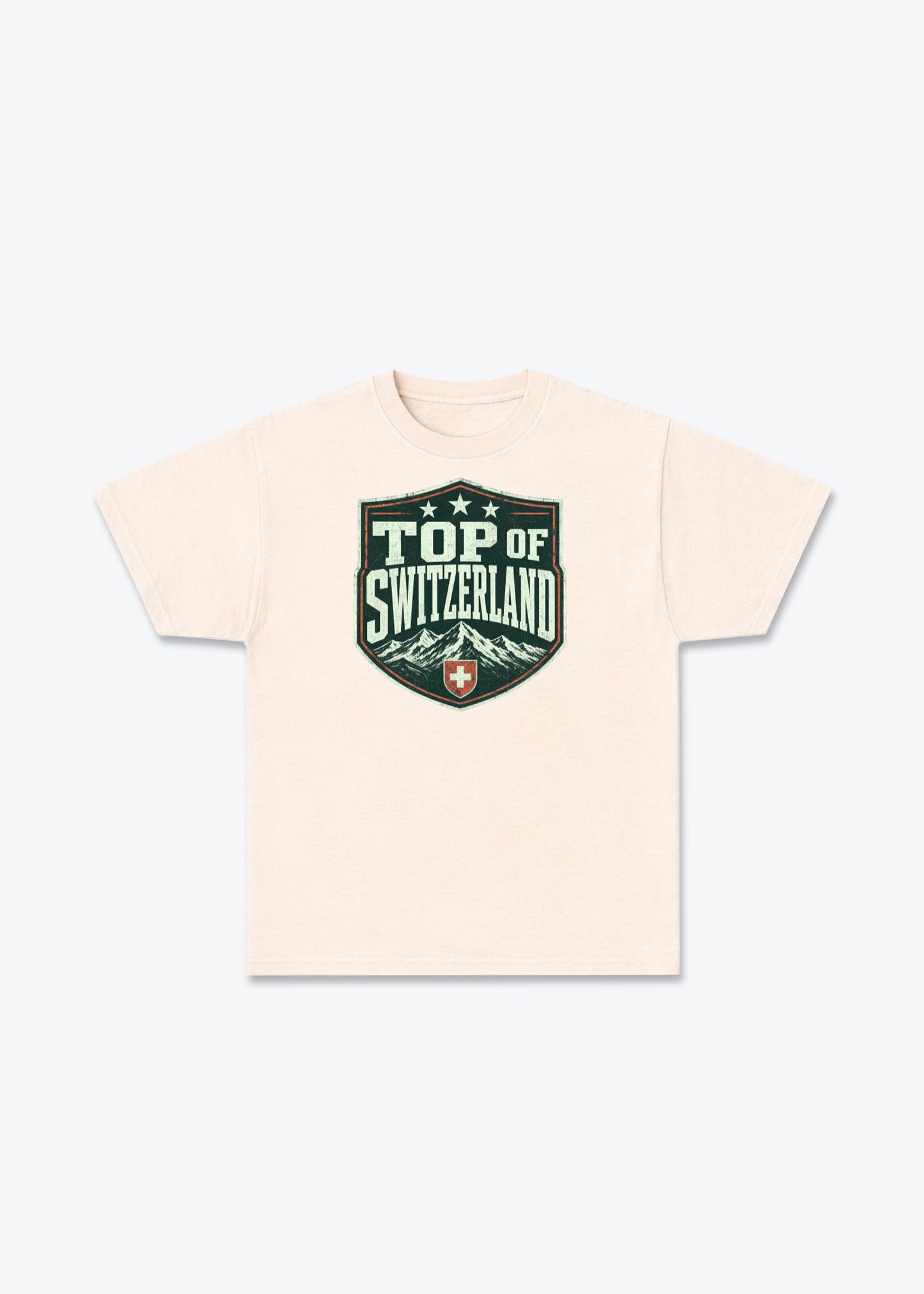 Graubünden Top of Switzerland Tee - Beige Front (Designed)