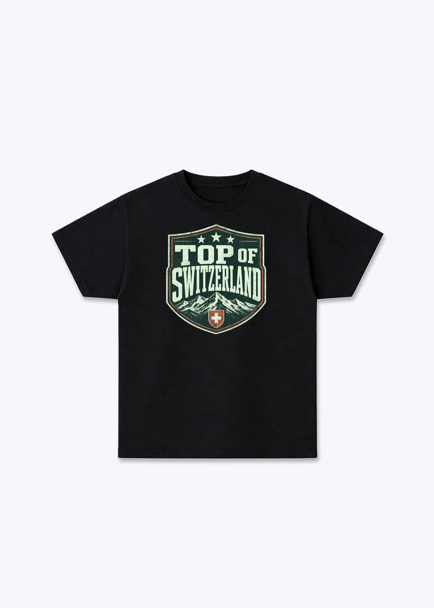 Graubünden Top of Switzerland Tee - Black Front (Designed)