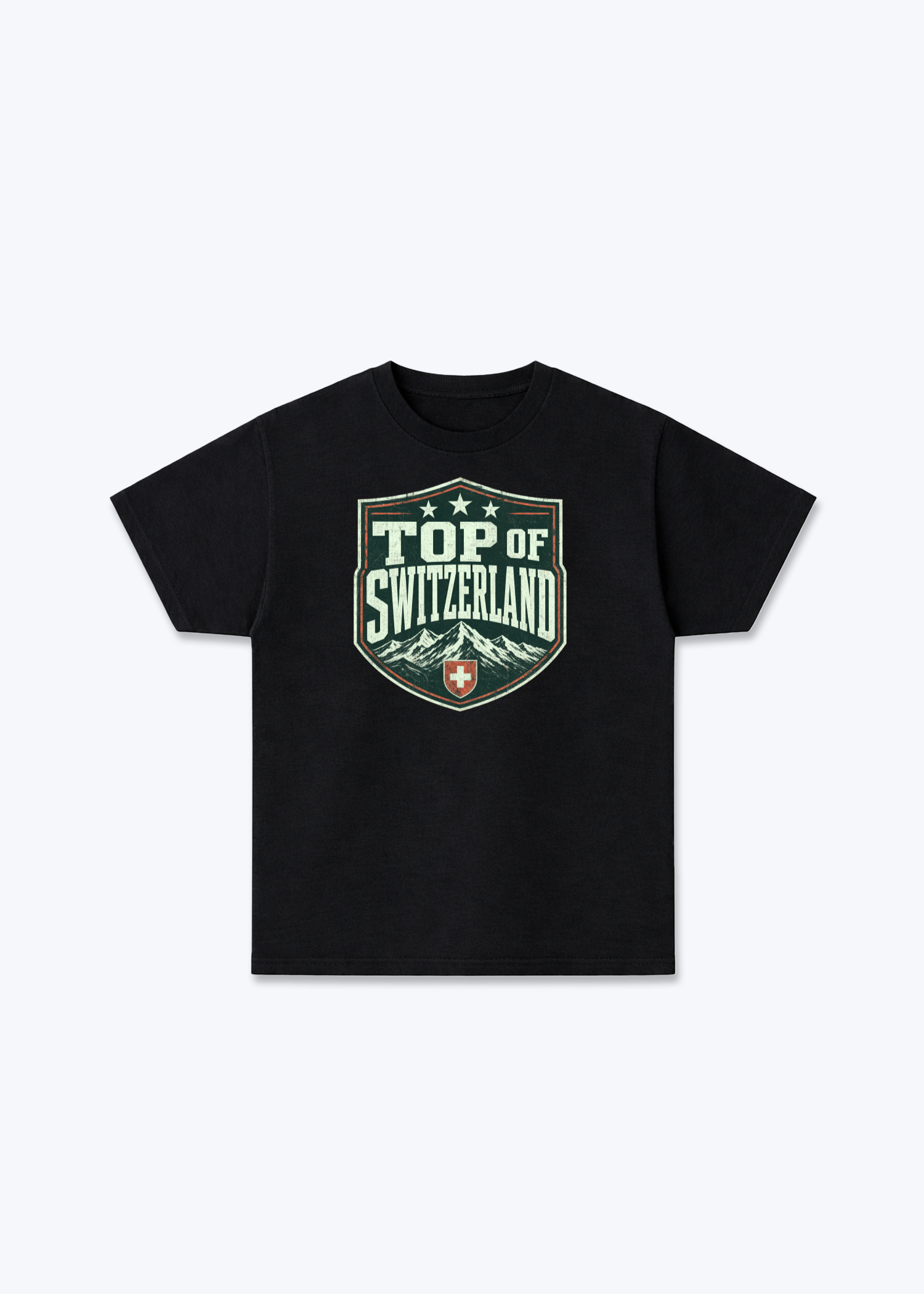 Graubünden Top of Switzerland Tee - Black Front (Designed)