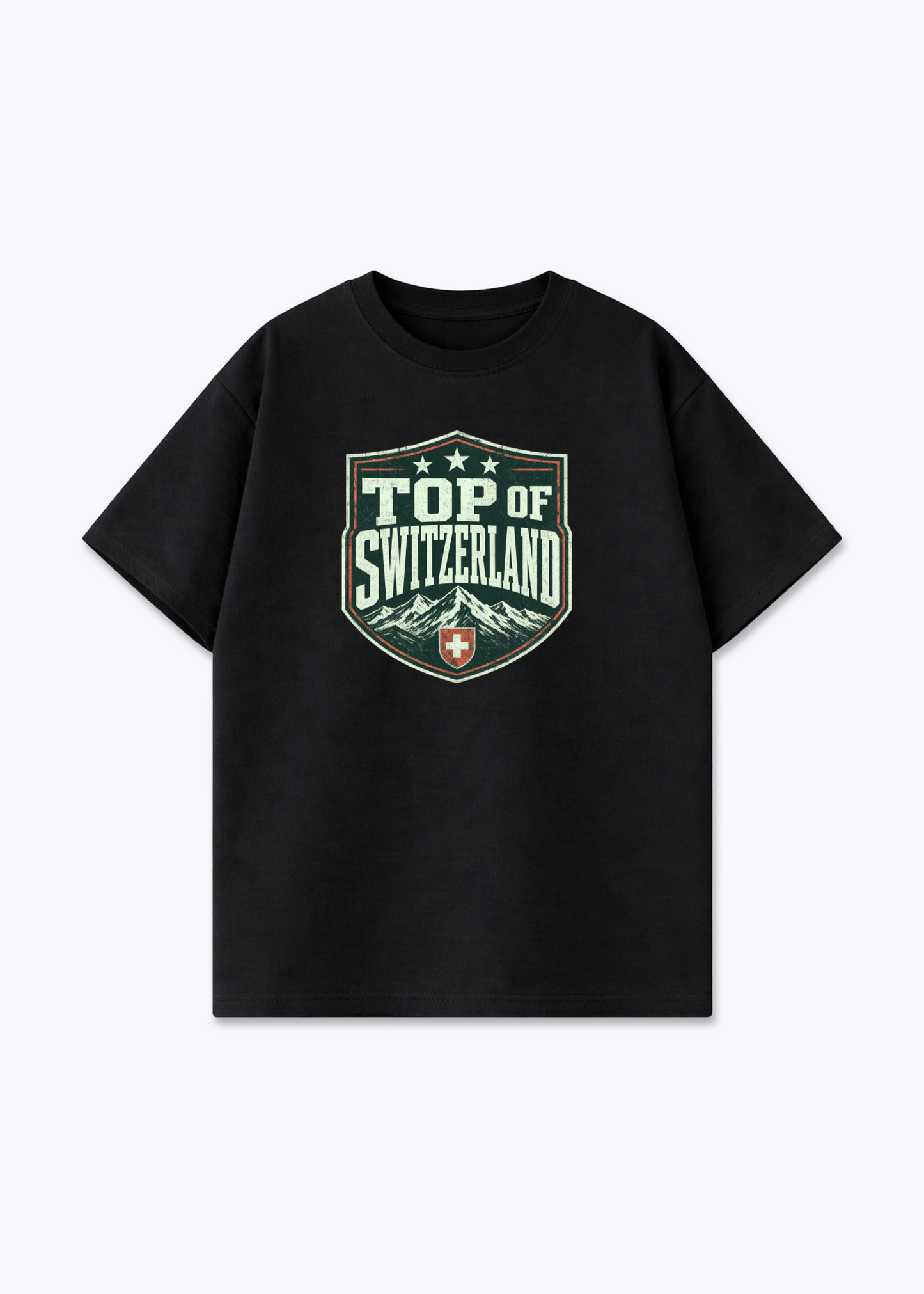 Graubünden Top of Switzerland Tee - Black Front (Designed)