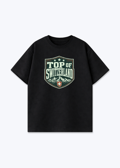 Graubünden Top of Switzerland Tee - Black Front (Designed)