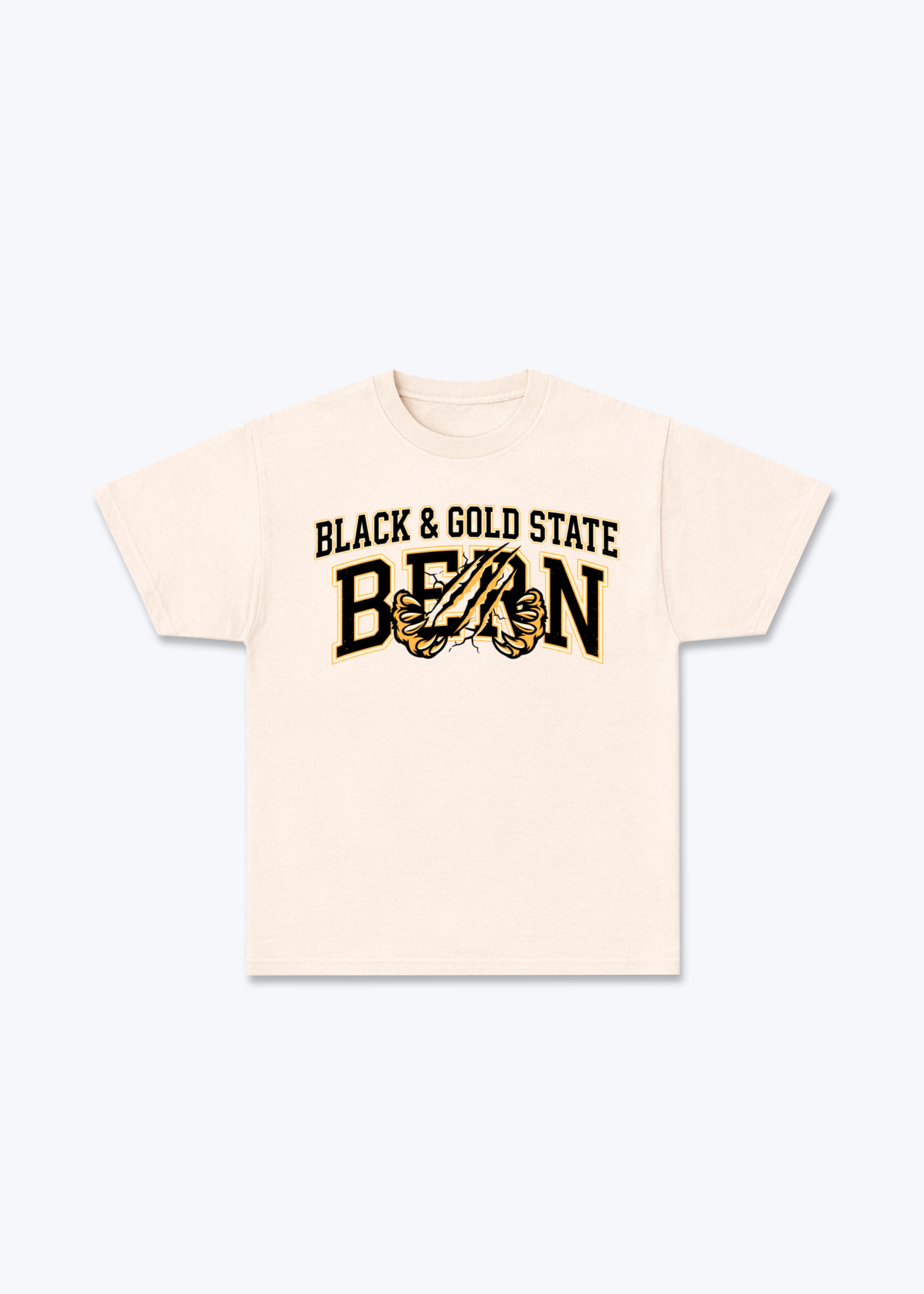 Bern Black & Gold Tee - Beige Front (Designed)