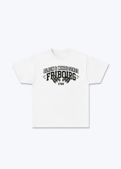 Fribourg Black & White Tee - White Front (Designed)
